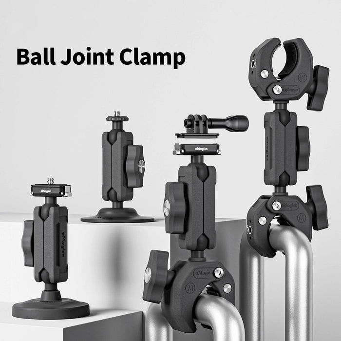Metal Arm Clamp Mount Adhesive Base With 1 / 4-Inch Joint Ball For Insta360 Dji Gopro Cameras Black