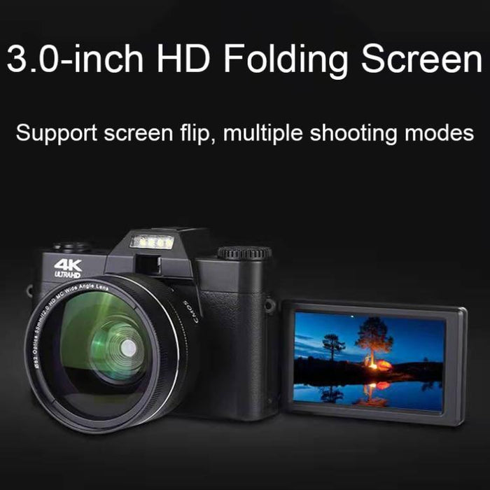 Retro Mirrorless Camera With 4K Hd 16X Zoom Wifi 3-Inch Flip Screen 64G