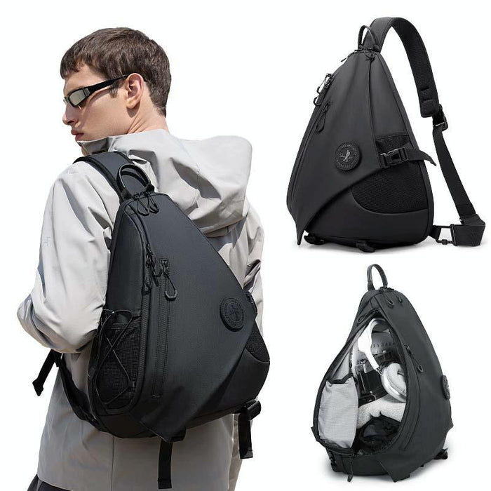 Large Capacity Men'S Outdoor Crossbody Bag Black