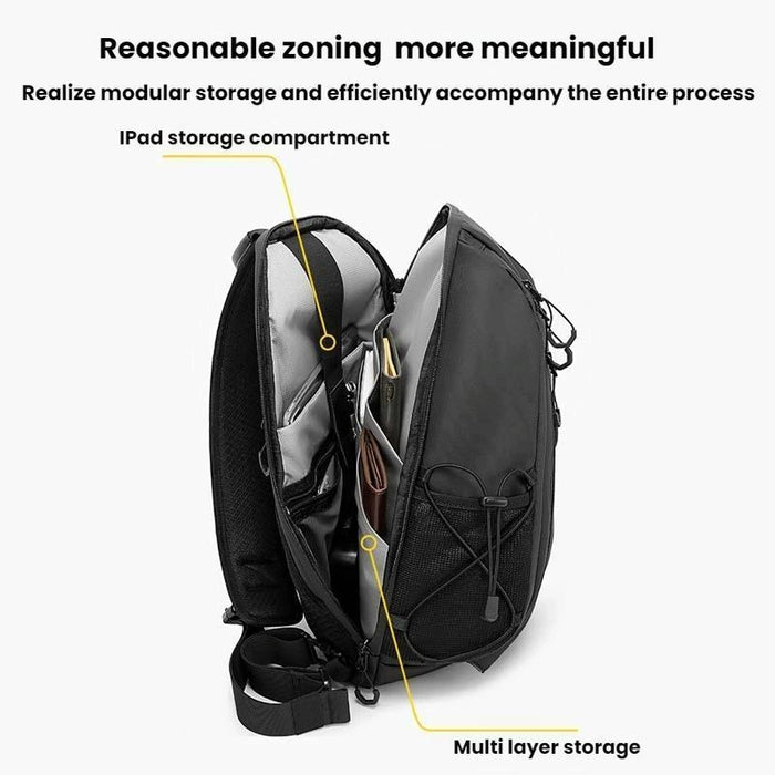 Large Capacity Men'S Outdoor Crossbody Bag Black