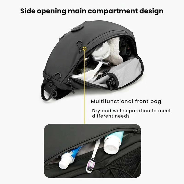 Large Capacity Men'S Outdoor Crossbody Bag Black