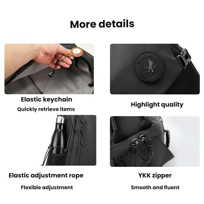 Large Capacity Men'S Outdoor Crossbody Bag Black