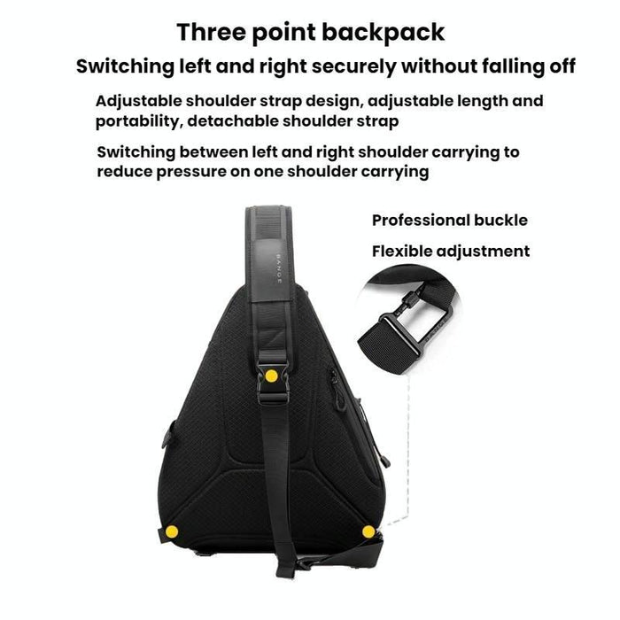 Large Capacity Men'S Outdoor Crossbody Bag Black