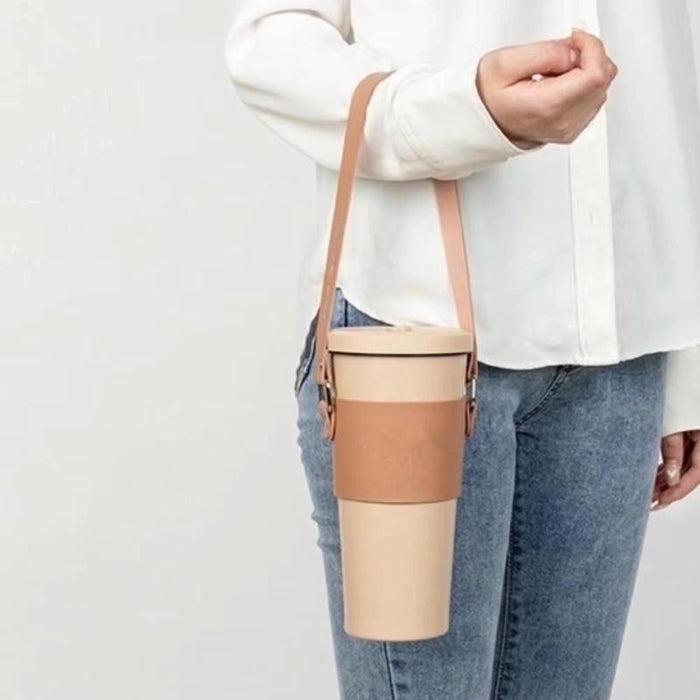 For 600 / 710 / 830Ml Straw Cups Leather Portable Cup Covers