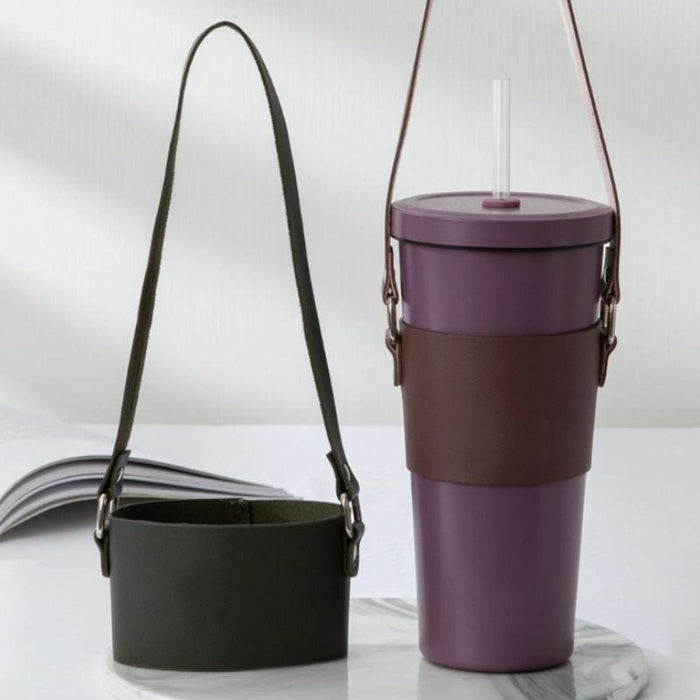For 600 / 710 / 830Ml Straw Cups Leather Portable Cup Covers