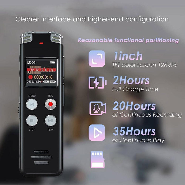 Portable Hd Noise-Cancelling Voice-Activated Digital Voice Recorder For Conferences Capacity 128Gb