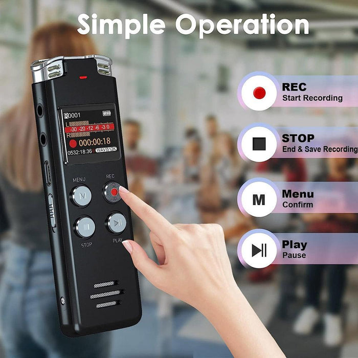 Portable Hd Noise-Cancelling Voice-Activated Digital Voice Recorder For Conferences Capacity 128Gb