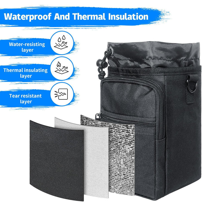 Outdoor Travel Portable Insulated Cooler Water Bottle Bag Black