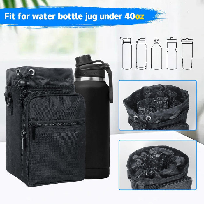 Outdoor Travel Portable Insulated Cooler Water Bottle Bag Black
