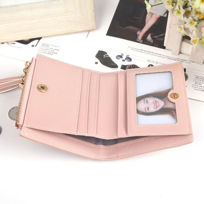 Lady Short Cross-Streaked Suzip Wallet Pink