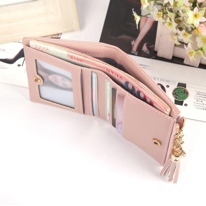 Lady Short Cross-Streaked Suzip Wallet Pink