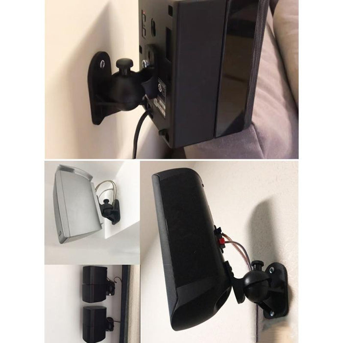 Pair Black Surround Sound Speaker Wall Mount Brackets 45 Degree Rotatable Design Tv Wall Mount 8 X 4.5 X 5.8Cm