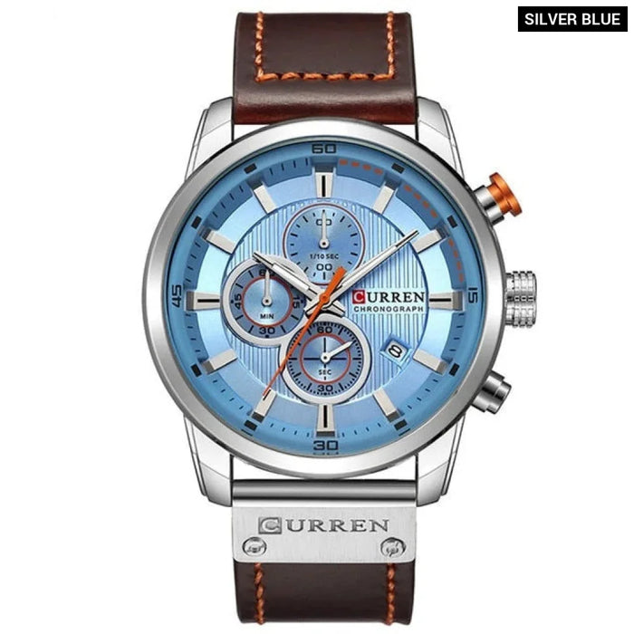 Fashion Leather Strap Quartz Men Watches Casual Date