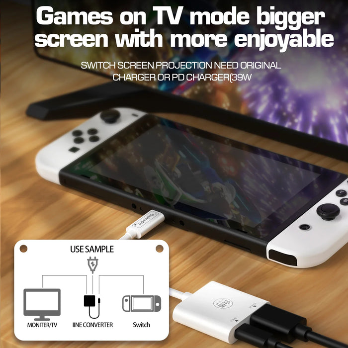 Switch Video Converter Switch Dock Tv Dock 2-In-1 Portable Docking Station Usb C To 4K Compatible Switch/Apple/Androi