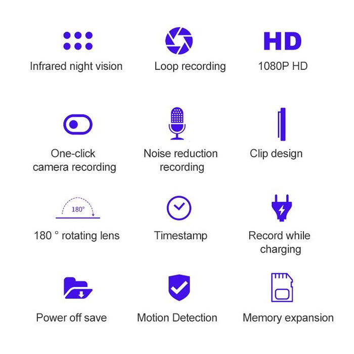 B18 Back Clip Design 1080P Hd Camera Recording Pen Support Motion Detection / Infrared Night Vision / 180 Degrees Rotation Camera / Tf Card