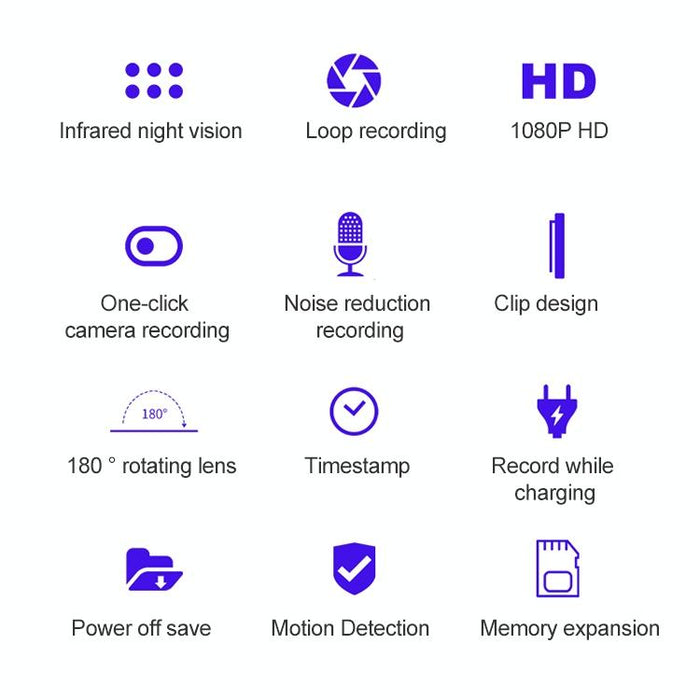 B18 Back Clip Design 1080P Hd Camera Recording Pen Support Motion Detection / Infrared Night Vision / 180 Degrees Rotation Camera / Tf Card