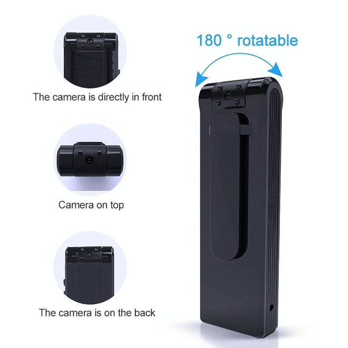 B19 Back Clip Design 1080P Hd Camera Video Recorder Support Motion Detection / Infrared Night Vision / 180 Degrees Rotation Camera / Tf Card / Otg