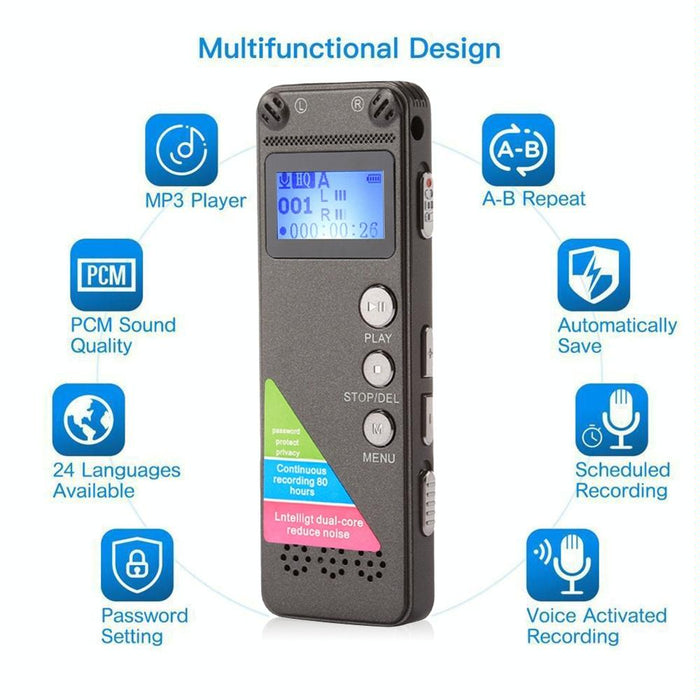 Vm31 Portable Audio Voice Recorder 8Gb Support Music Playback
