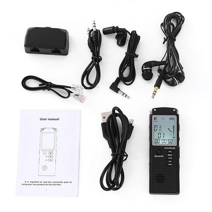 Monochrome Screen Hd Noise Reduction Digital Voice Recorder 16G Support Mp3 / Wav Format Black
