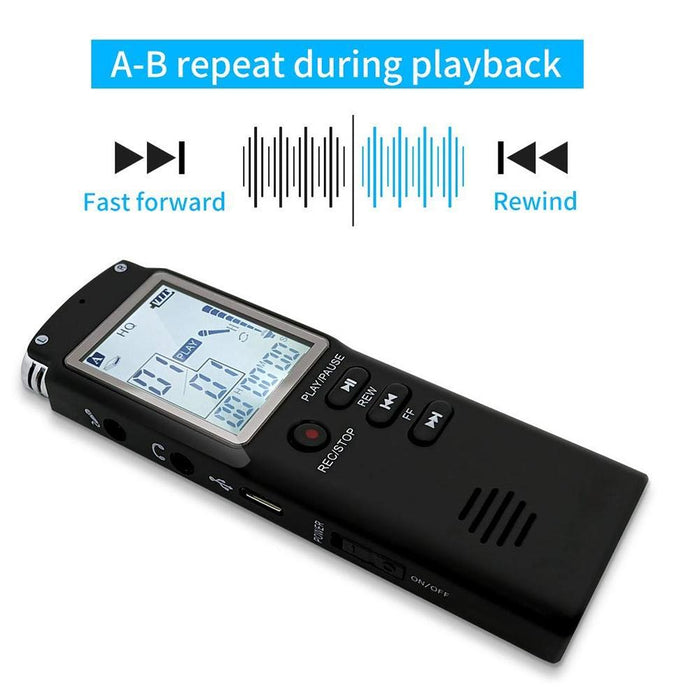 Monochrome Screen Hd Noise Reduction Digital Voice Recorder 16G Support Mp3 / Wav Format Black
