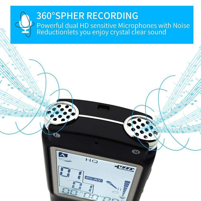 Monochrome Screen Hd Noise Reduction Digital Voice Recorder 32G Support Mp3 / Wav Format Black