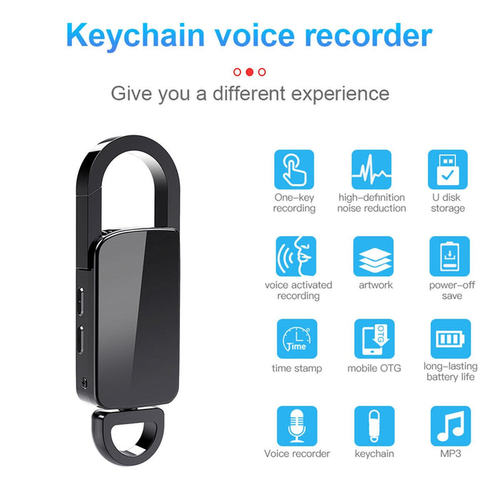 16Gb Keychain Hd Noise Reduction Portable Recording Pen