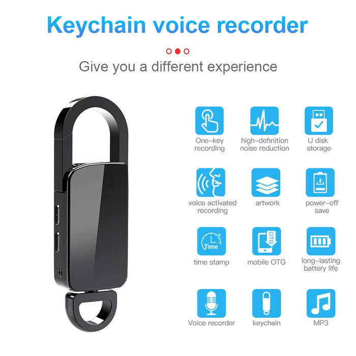 64Gb Keychain Hd Noise Reduction Portable Recording Pen