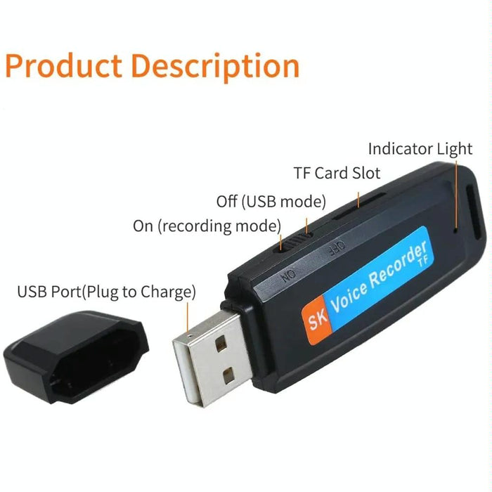 Sk001 Rechargeable U-Disk Portable Usb Voice Recorder