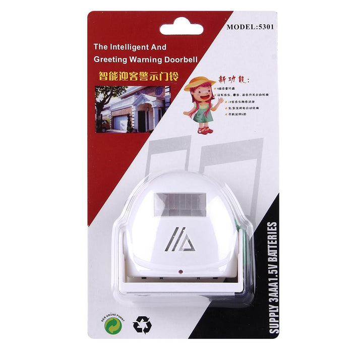 Wireless Infrared Motion Sensor Welcome Alarm Intelligent Greeting Warning Doorbell - Ir Distance 10M White