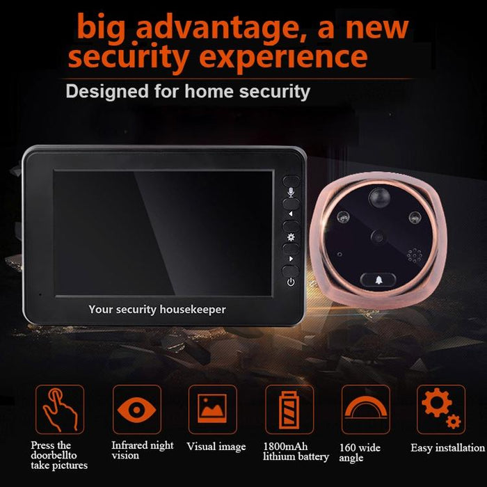 4.3 Inch Display Screen 3.0Mp Camera Video Smart Doorbell Support Tf Card 32Gb Max & Motion Detection & Infrared Night Vision