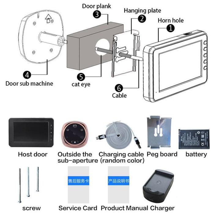 4.3 Inch Display Screen 3.0Mp Camera Video Smart Doorbell Support Tf Card 32Gb Max & Motion Detection & Infrared Night Vision