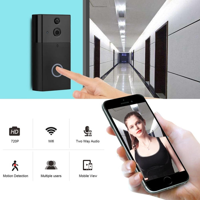 Hd 720P Security Camera Smart Wifi Video Doorbell Intercom Support Tf Card & Infrared Night Vision & Motion Detection App For Ios And Android With Ding Dong / Chime