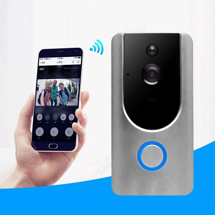 720P Security Camera Smart Wifi Video Doorbell Intercom Support Tf Card & Night Vision & Pir Detection App For Ios And Android With Ding Dong / Chime Grey