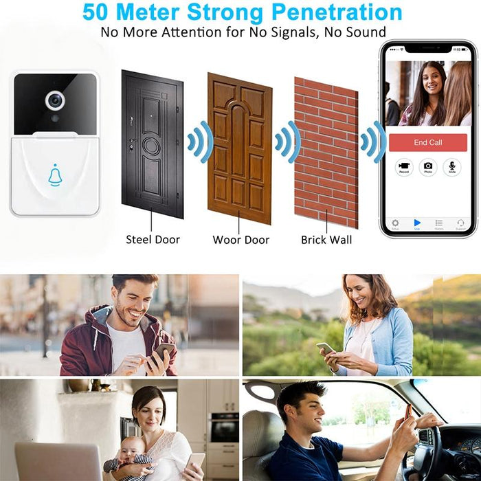 Doorbell Vga Wifi Smart Video Doorbell With Chime Support Night Vision White