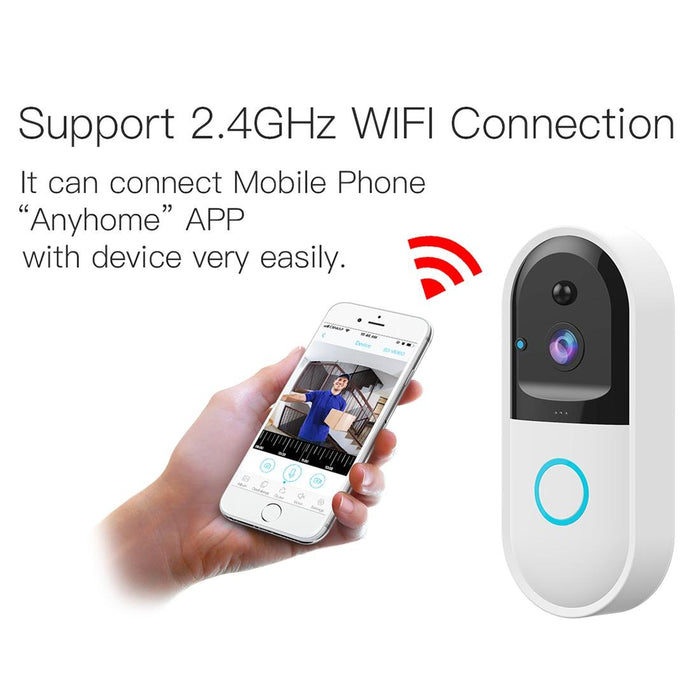 720P Smart Wifi Video Visual Doorbell Support Phone Remote Monitoring & Night Vision & Sd Card White