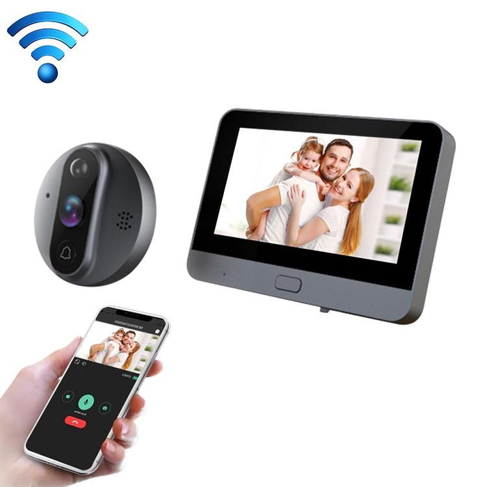 4.3 Inch Wifi Smart Video Visual Electronic Peephole Doorbell Black