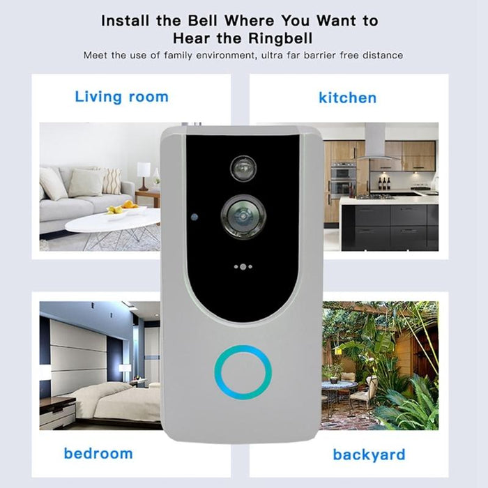 720P Smart Wifi Video Visual Doorbell Support Mobile Phone Remote Monitoring & Night Vision Grey