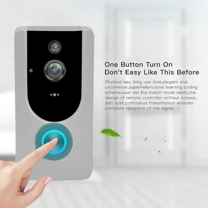 720P Smart Wifi Video Visual Doorbell Support Mobile Phone Remote Monitoring & Night Vision Grey