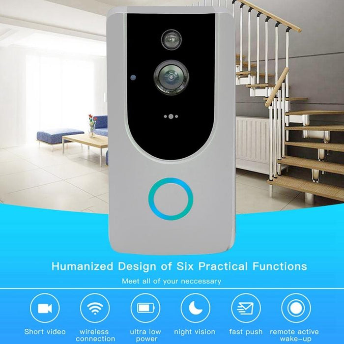 720P Smart Wifi Video Visual Doorbell Support Mobile Phone Remote Monitoring & Night Vision Grey