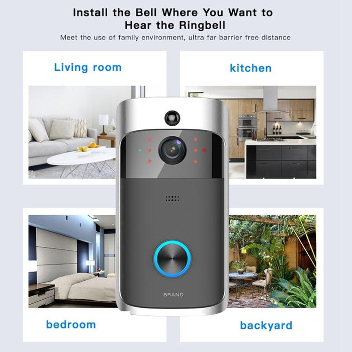 720P Smart Wifi Ultra Low Power Video Visual Doorbell Support Mobile Phone Remote Monitoring & Night Vision Black