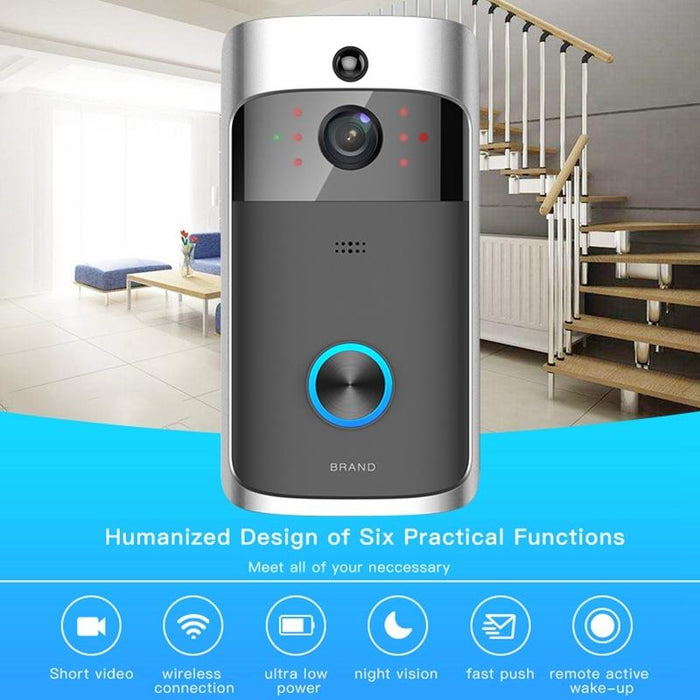 720P Smart Wifi Ultra Low Power Video Visual Doorbell Support Mobile Phone Remote Monitoring & Night Vision Black