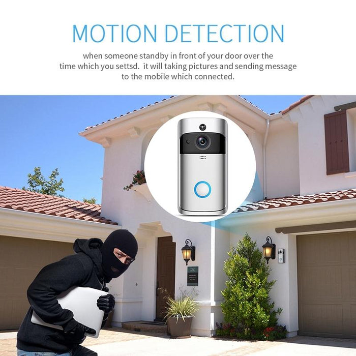 720P Smart Wifi Ultra Low Power Video Pir Visual Doorbell With 3 Battery Slots Support Mobile Phone Remote Monitoring & Night Vision & 166 Degree Wide-Angle Camera Lens