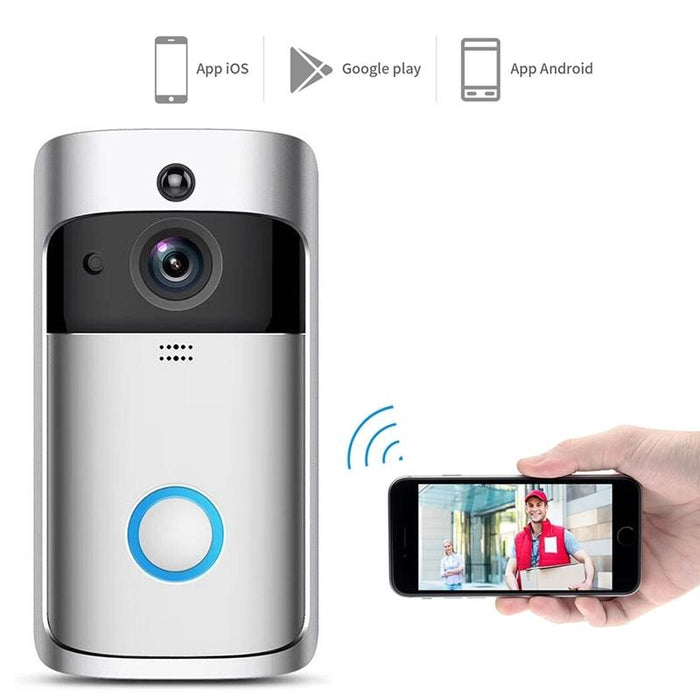 720P Smart Wifi Ultra Low Power Video Pir Visual Doorbell With 3 Battery Slots Support Mobile Phone Remote Monitoring & Night Vision & 166 Degree Wide-Angle Camera Lens