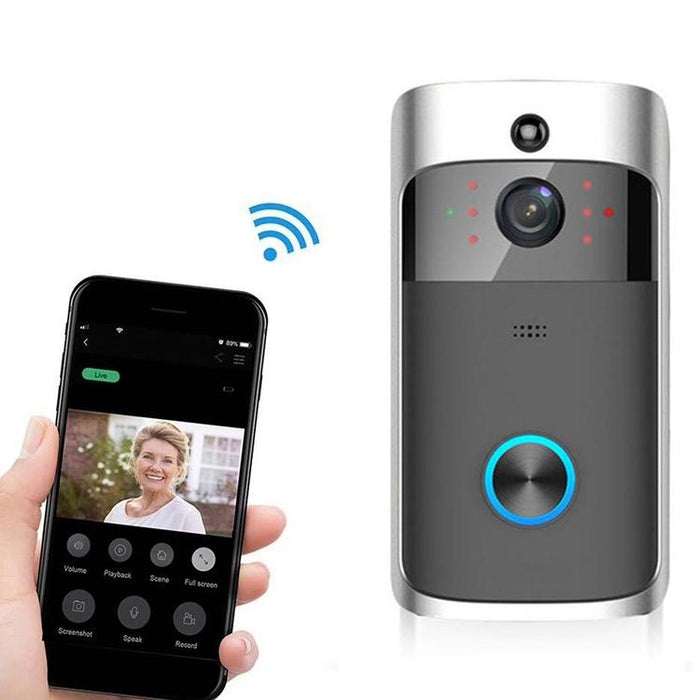 720P Smart Wifi Ultra Low Power Video Pir Visual Doorbell With 3 Battery Slots Support Mobile Phone Remote Monitoring & Night Vision & 166 Degree Wide-Angle Camera Lens