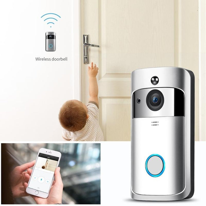 720P Smart Wifi Ultra Low Power Video Pir Visual Doorbell With 3 Battery Slots Support Mobile Phone Remote Monitoring & Night Vision & 166 Degree Wide-Angle Camera Lens