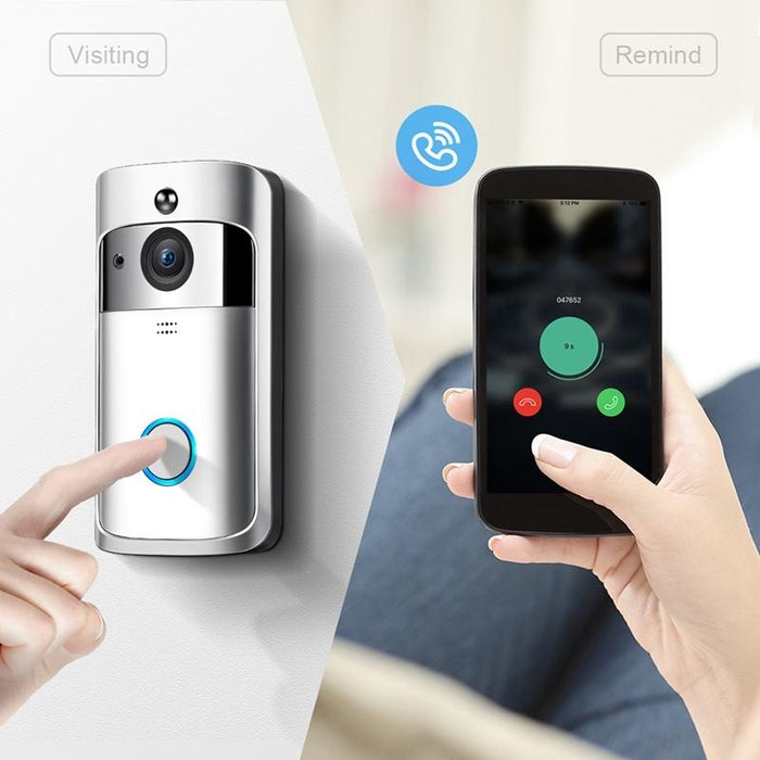 720P Smart Wifi Ultra Low Power Video Pir Visual Doorbell With 3 Battery Slots Support Mobile Phone Remote Monitoring & Night Vision & 166 Degree Wide-Angle Camera Lens