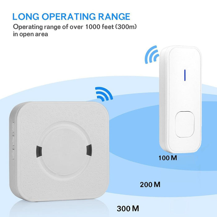 110Db Wireless Ip55 Waterproof Low Power Consumption Wifi Doorbell Receiver 53 Music Options - Receiver Distance 300M White