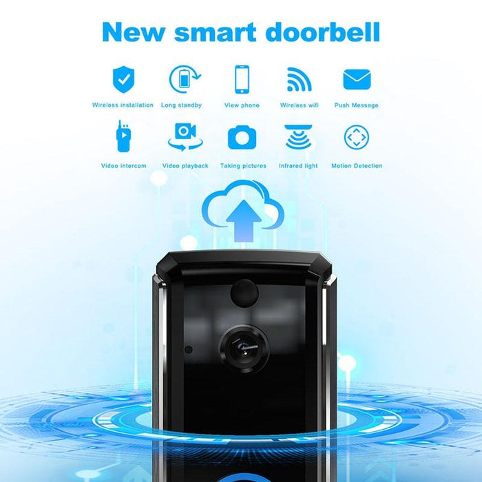 Wifi Intelligent Video Doorbell Support Infrared Night Vision / Motion Detection / Two-Way Intercom / 32Gb Sd Card Black