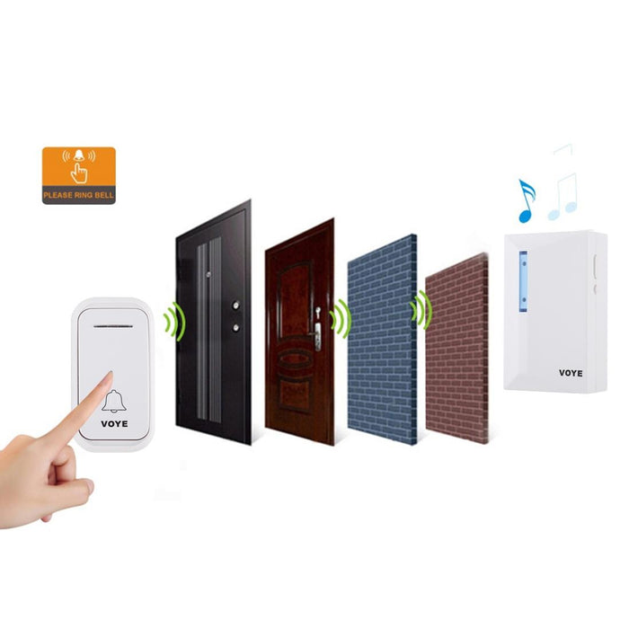 Home Music Remote Control Wireless Doorbell With 38 Polyphony Sounds White