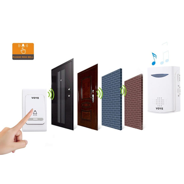 Home Music Remote Control Wireless Doorbell With 38 Polyphony Sounds White